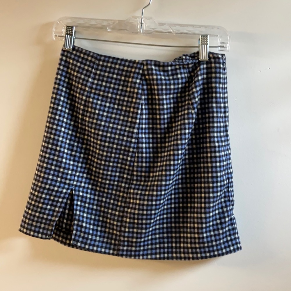 BOGO 50% (most expensive) Blue plaid A-line mini skirt
